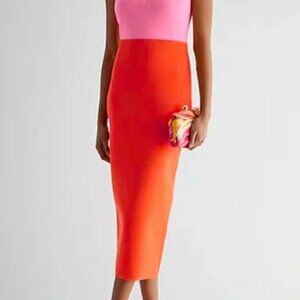Body Contour V-Wire Sleeveless Midi Dress - M